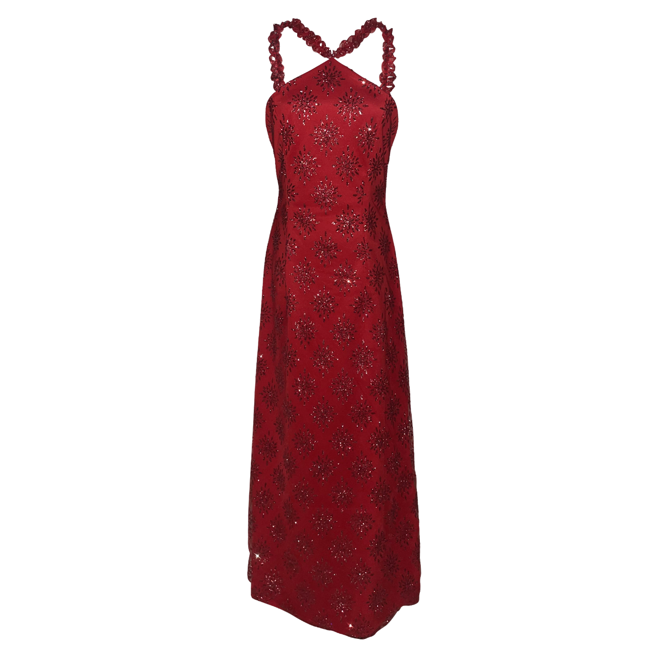 AUVORA Red Holiday Christmas Halter Maxi Dress
