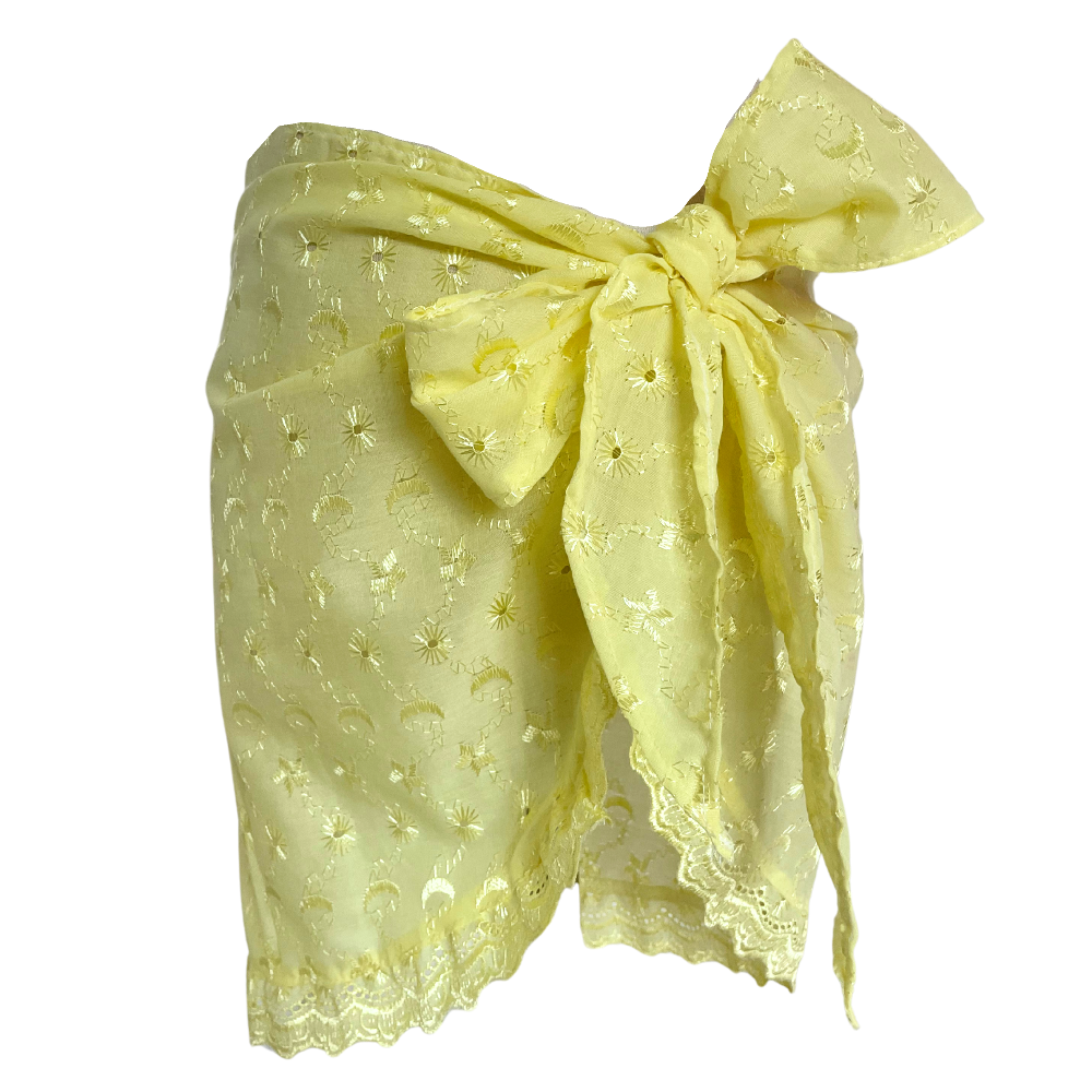AUVORA Pastel Butter Yellow Resort Beach Cover Up Sarong Skirt