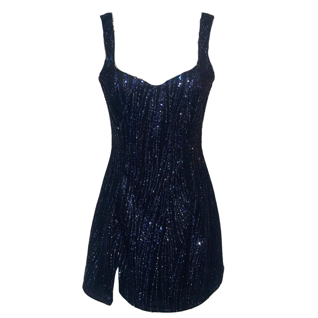 AUVORA Nay Blue Sequins Elegant Holiday Luxury Mini Dress