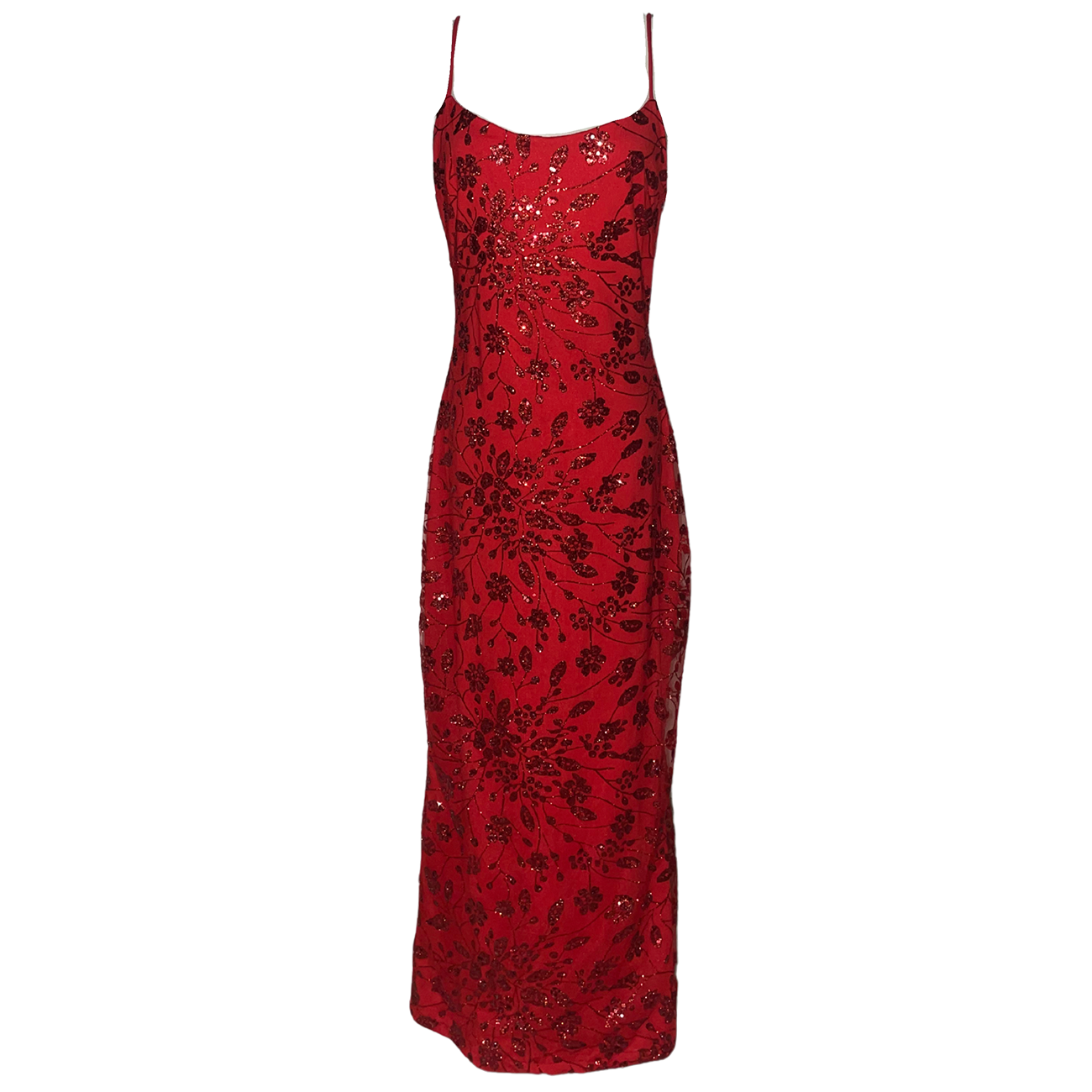 AUVORA Red Floral Holiday Christmas Maxi Dress