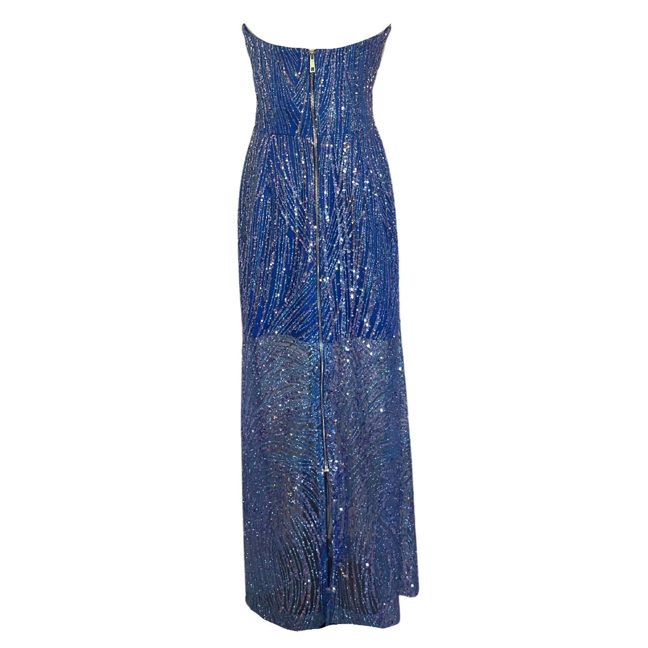 AUVORA Royal Blue Sequins Strapless Gown Back