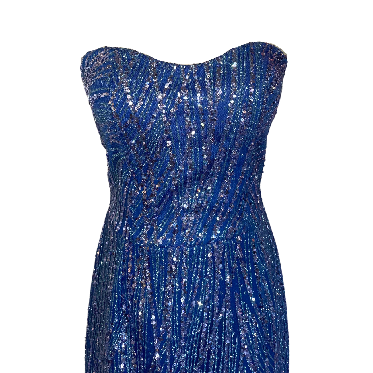 AUVORA Royal Blue Sequins Strapless Gown