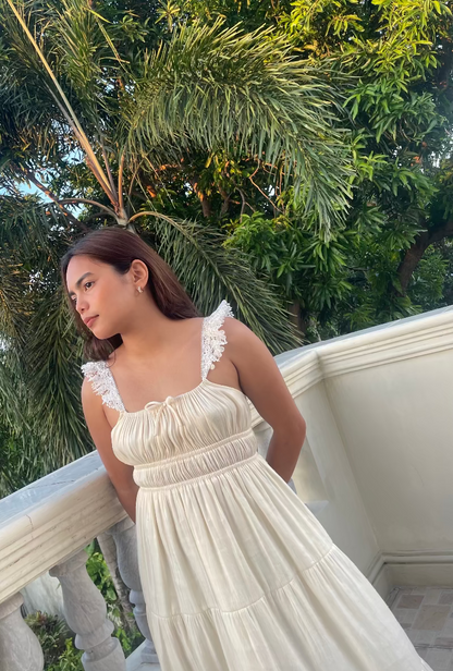 AUVORA Aphrodite White Cream Milk Dress Balcony Lifestyle