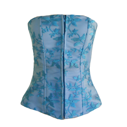 AUVORA Blue Floral Bustier Strapless Corset Top