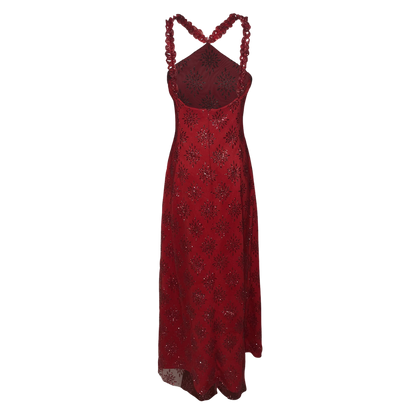 CHERRY DIAMOND HALTER MAXI DRESS