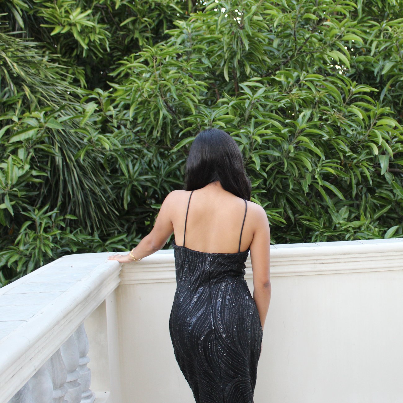 AUVORA Black Sequins Swirl Midi Dress Lifestyle