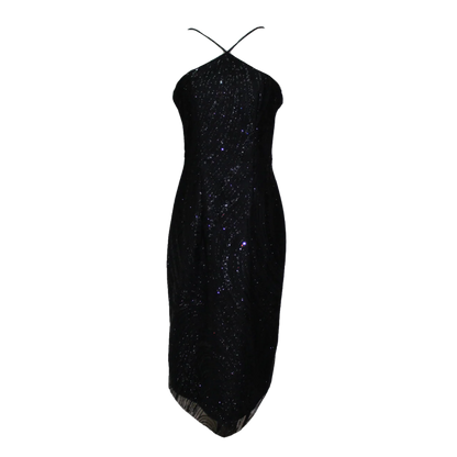 Black Sequin Halter Midi Dress | Cocktail & Formal Dress
