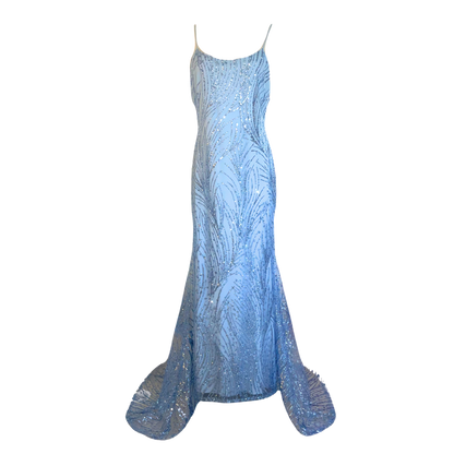AUVORA Baby Blue Sequins Mermaid Formal Prom Gala Gown