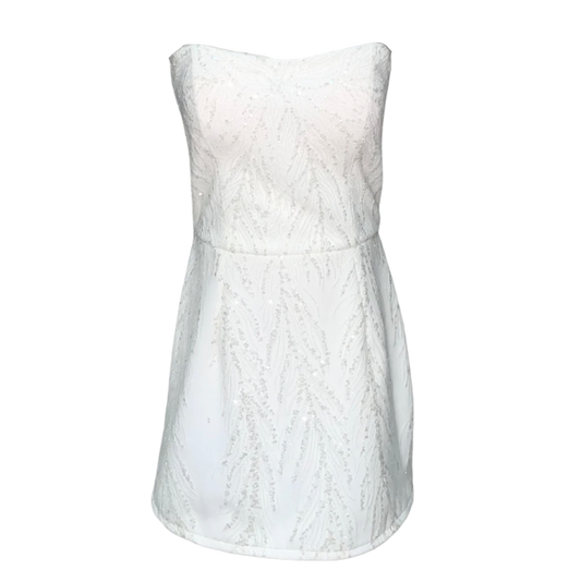AUVORA White Sequin NYE Holiday Strapless Mini Dress