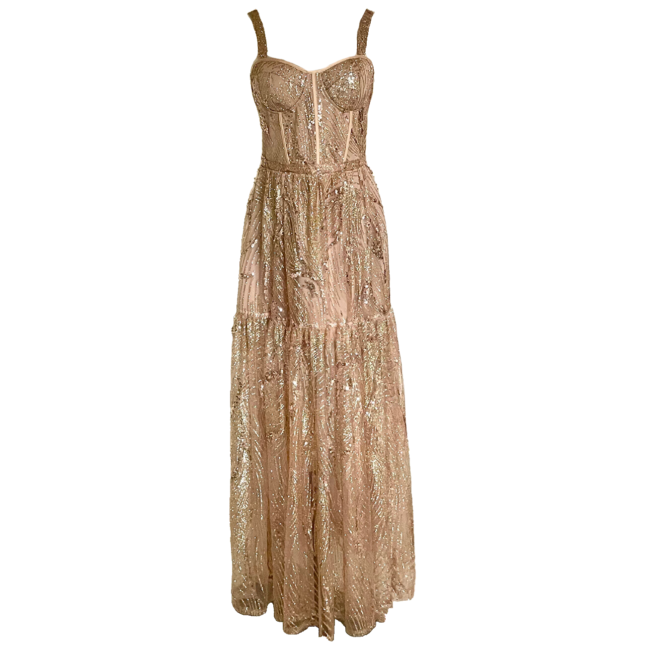 AUVORA Golden Metallic Corset Formal Gown