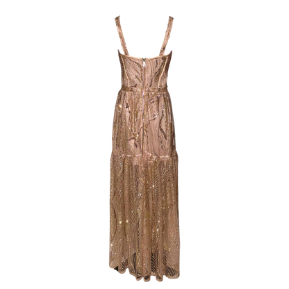 AUVORA Gold Metallic Luxury Corset Gown