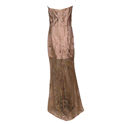 AUVORA Gold Metallic Glitter Luxury Gown Back