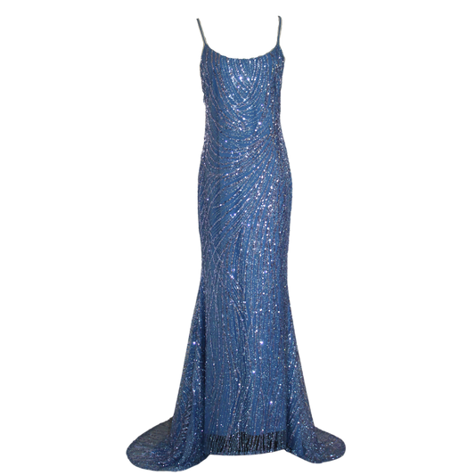 AUVORA Royal Blue Sequin Sequin Mermaid Gown 