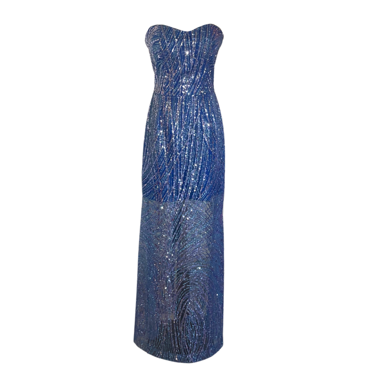 AUVORA Royal Blue Sequins Maxi Luxury Gown 